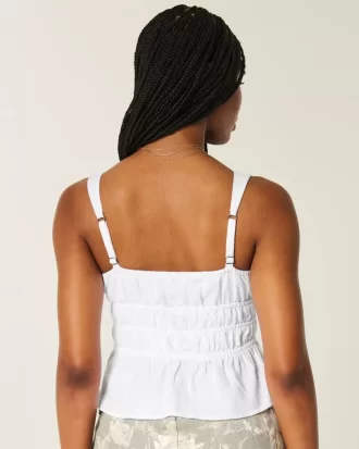 Top z mieszanki lnu i wiązaniem z przodu