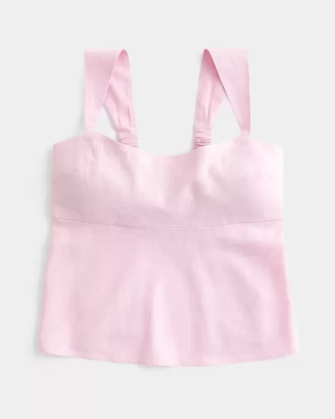 Top z mieszanki lnu z odkrytymi plecami Top z mieszanki lnu z odkrytymi plecami