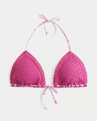 Trójkątny top bikini w stylu szydełkowym