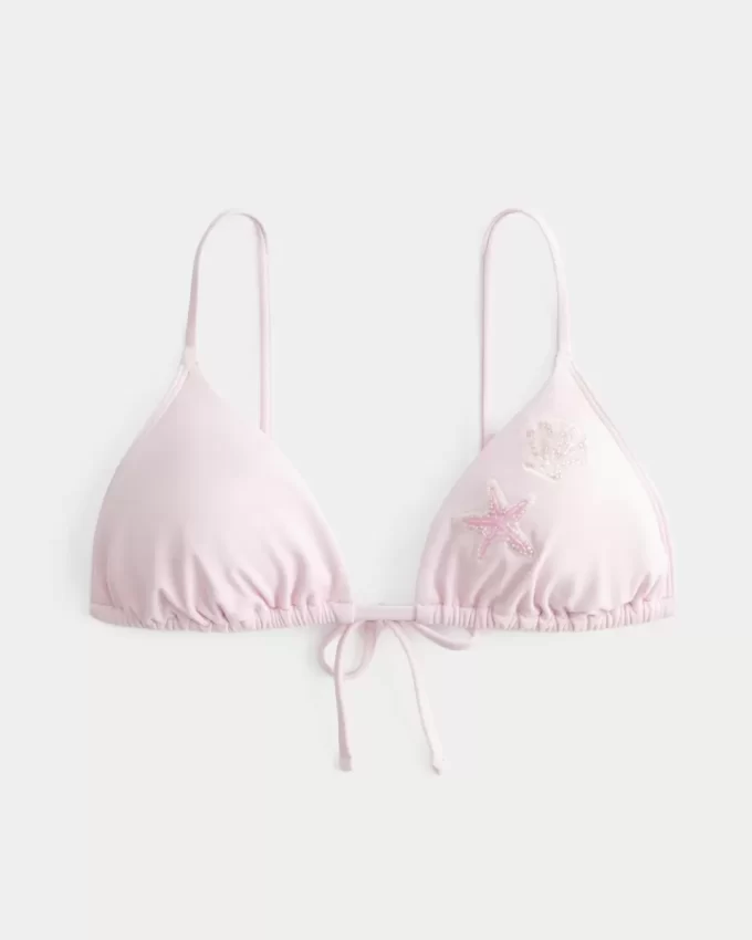 Trójkątny top bikini z koralikami zakładany na ramiona