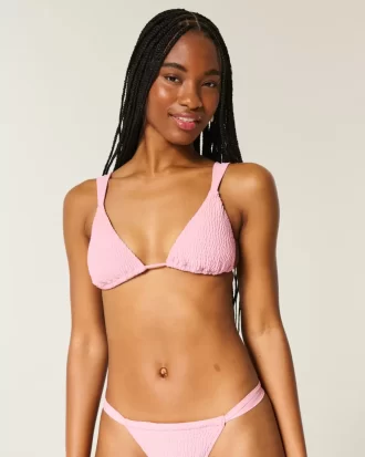 Trójkątny top bikini z marszczeniami na ramionach