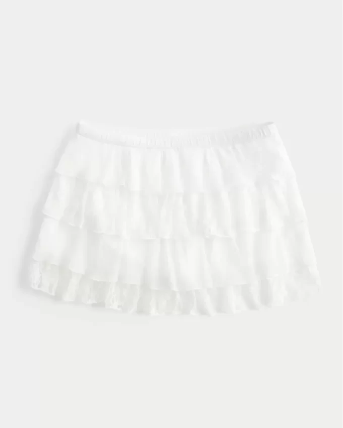 Warstwowa spódnica mini z koronki i szyfonu