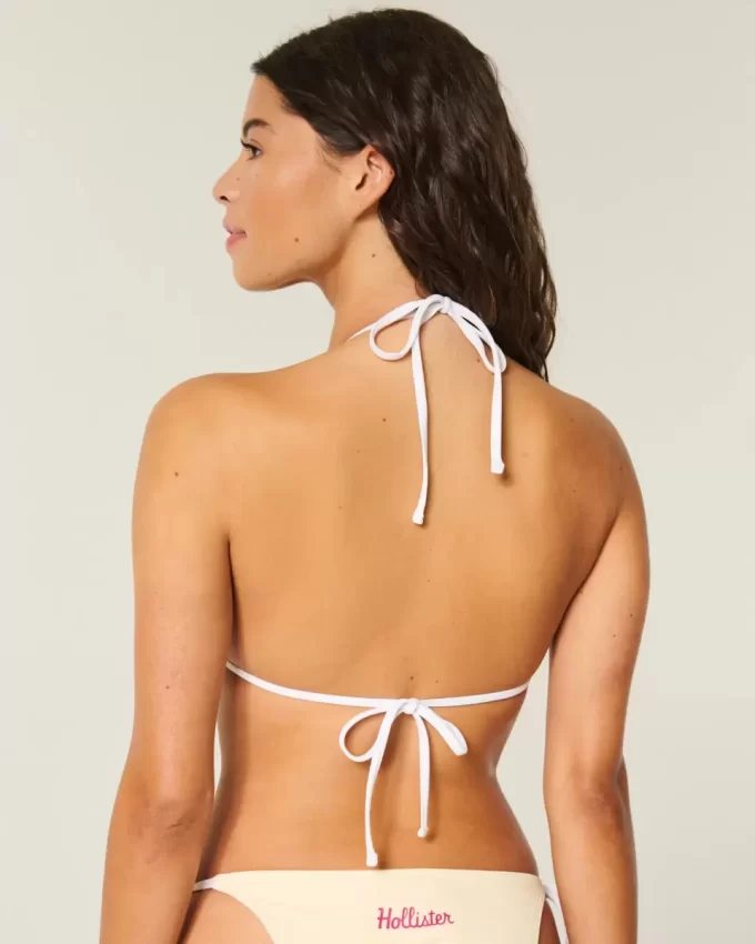 Wiosenna przerwa, graficzny top bikini typu halter z trójkątem