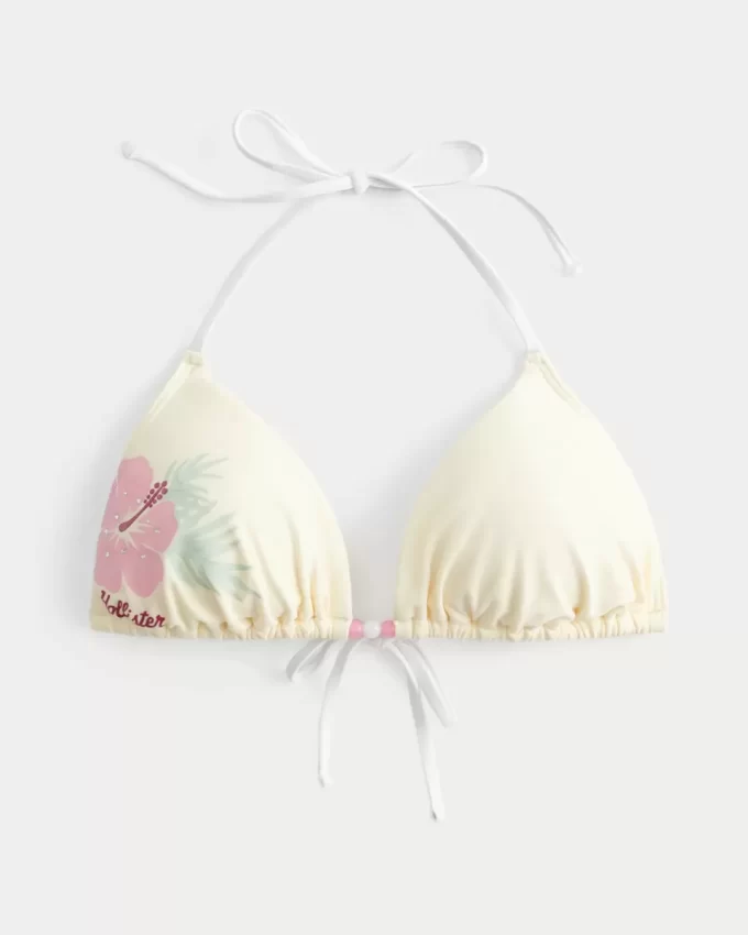 Wiosenna przerwa, graficzny top bikini typu halter z trójkątem